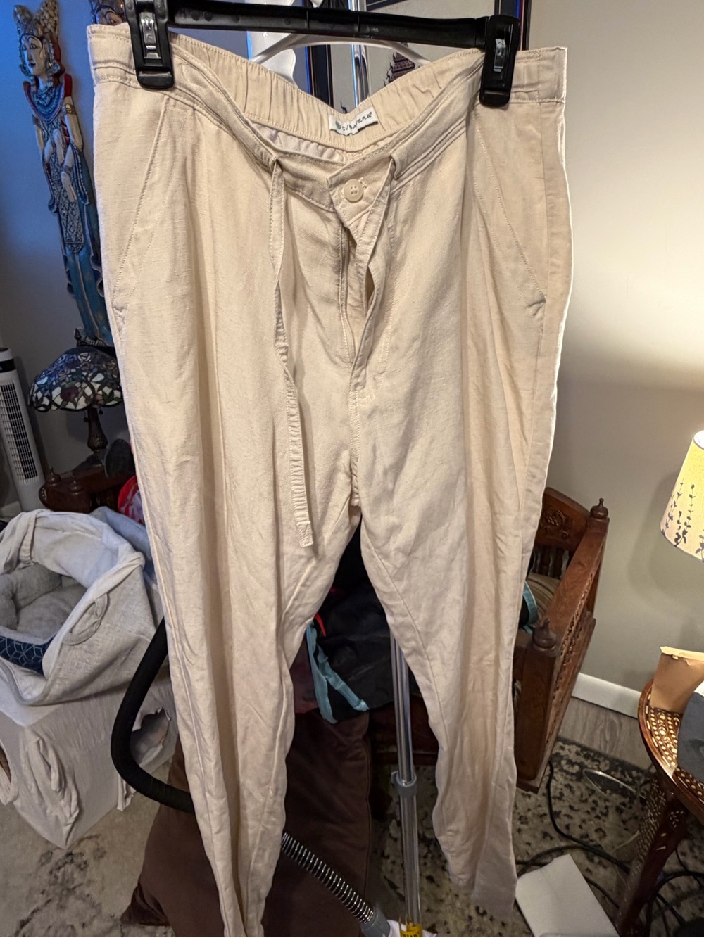 Cubavera Straight-Leg Drawstring Pants in Light Beige